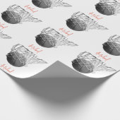 Schwarz-Weiß-Basketball & Netz Dein Name Geschenkpapier (Ecke)