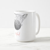Schwarz-Weiß-Basketball & Netz Dein Name Kaffeetasse (VorderseiteRechts)