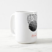 Schwarz-Weiß-Basketball & Netz Dein Name Kaffeetasse (Vorderseite Links)