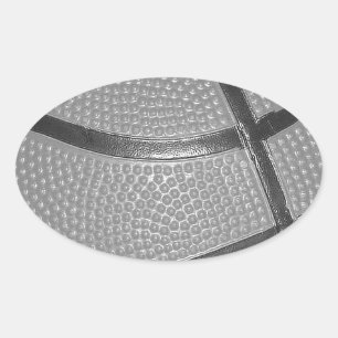 Schwarz-Weiß-Basketball Ovaler Aufkleber