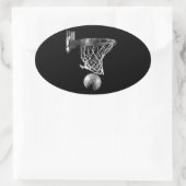 Schwarz-Weiß-Basketball Ovaler Aufkleber (Tasche)