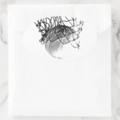 Schwarz-Weiß-Basketball Ovaler Aufkleber (Tasche)