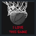 Schwarz-Weiß Basketball Perfektes Poster<br><div class="desc">Ich Liebe dieses Spiel. Beliebte Sportarten - Basketball Game Ball Image.</div>