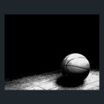 Schwarz-Weiß Basketball Perfektes Poster<br><div class="desc">Sport Thema digital bearbeitete Kunst Fotografie - Schwarz & Weiß Basketball Tür Poster Print</div>