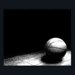 Schwarz-Weiß-Basketball-Poster Poster<br><div class="desc">Sport Thema digital bearbeitete Kunst Fotografie - Schwarz & Weiß Basketball Tür Poster Print</div>