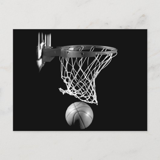 Schwarz-Weiß-Basketball Postkarte (Vorderseite)