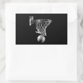 Schwarz-Weiß-Basketball Rechteckiger Aufkleber (Tasche)