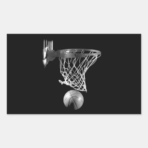 Schwarz-Weiß-Basketball Rechteckiger Aufkleber