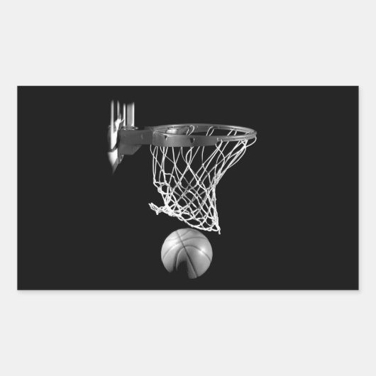 Schwarz-Weiß-Basketball Rechteckiger Aufkleber (Vorderseite)