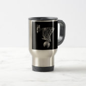 Schwarz-Weiß-Basketball Reisebecher (VorderseiteRechts)