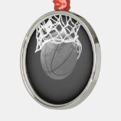Schwarz-Weiß-Basketball Silbernes Ornament (Links)