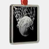 Schwarz-Weiß-Basketball Silbernes Ornament (Rechts)