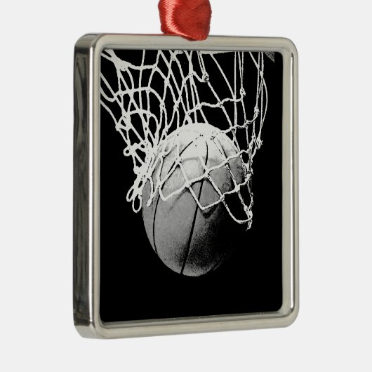 Schwarz-Weiß-Basketball Silbernes Ornament (Rechts)