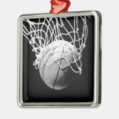 Schwarz-Weiß-Basketball Silbernes Ornament (Links)