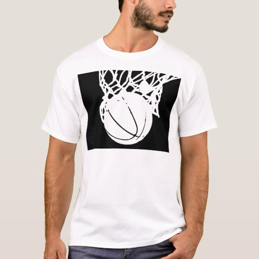 Schwarz-Weiß-Basketball-Silhouette T-Shirt (Vorderseite)