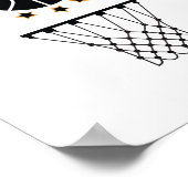 Schwarz-Weiß-Basketball-Sportausstattungsmuster Poster (Ecke)