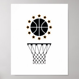 Schwarz-Weiß-Basketball-Sportausstattungsmuster Poster