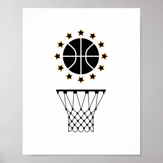 Schwarz-Weiß-Basketball-Sportausstattungsmuster Poster (Vorne)