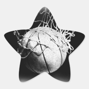 Schwarz-Weiß-Basketball Stern-Aufkleber