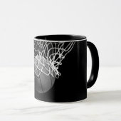 Schwarz-Weiß-Basketball Tasse (VorderseiteRechts)