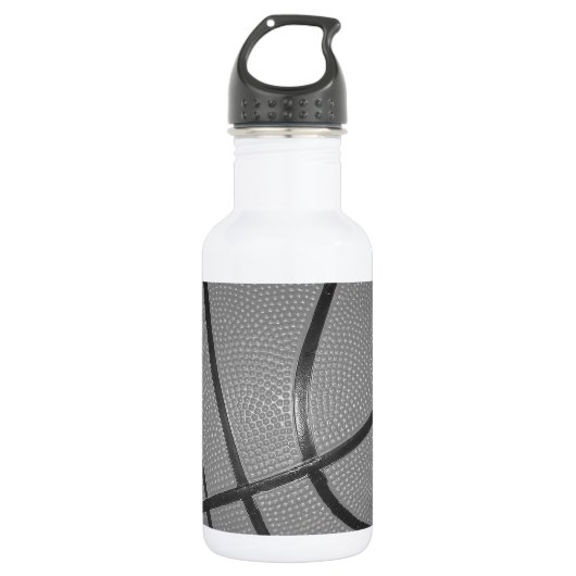 Schwarz-Weiß-Basketball Trinkflasche (Vorderseite)