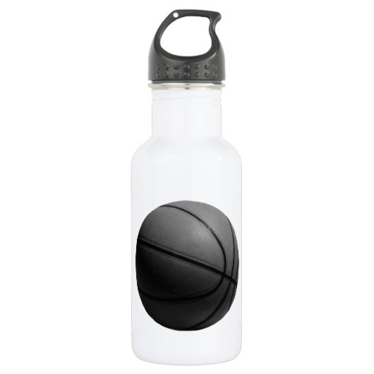 Schwarz-Weiß-Basketball Trinkflasche (Vorderseite)