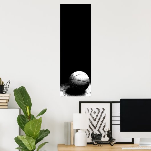 Schwarz-Weiß-Basketball-Türplakat Poster (Heimbüro)