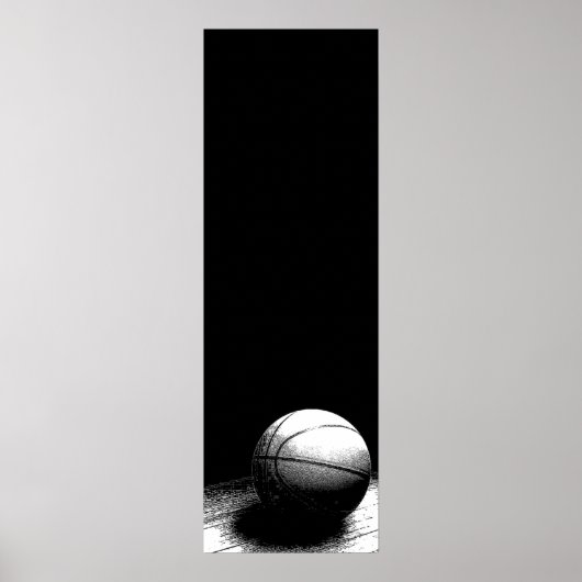 Schwarz-Weiß-Basketball-Türplakat Poster (Vorne)