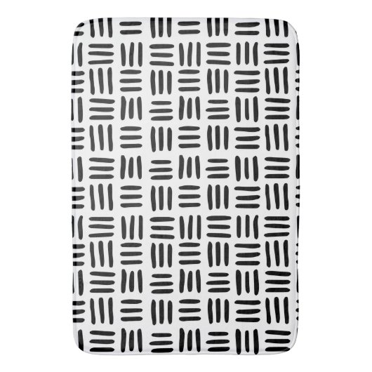 Schwarz/Weiß Basketwebermatte Badematte (Vorderseite Vertikal)