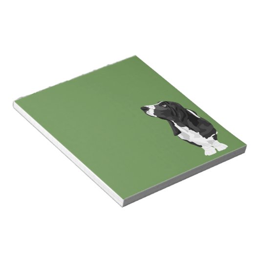 Schwarz-Weiß-Basset-Hound Notizblock (angewinkelt)