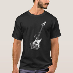 Schwarz-Weiß-Bassgitarre Vintage-Musik-T-Shirt Ges T-Shirt