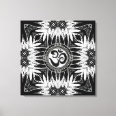 Schwarz-weiß Batik Om Sign Mandala Neue Leinwand (Vorderseite)