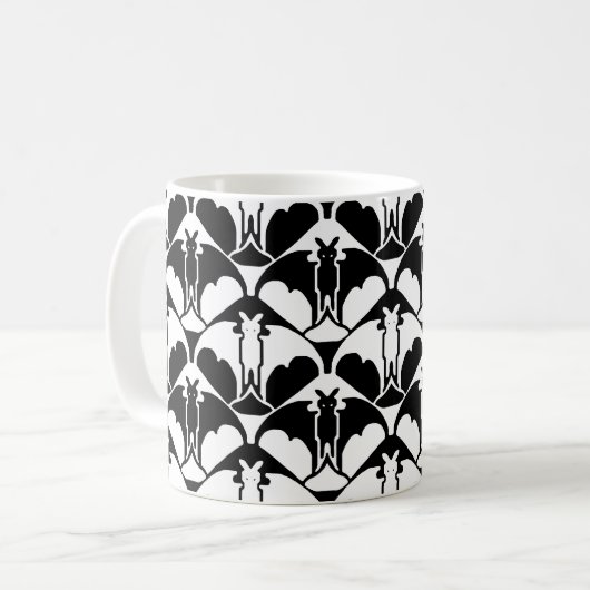 Schwarz-Weiß-Batty-Kaffeetasse Kaffeetasse (Vorderseite Links)