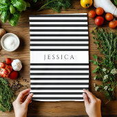 Schwarz-Weiß-Bauernhof Gestreiftes Muster Geschirrtuch