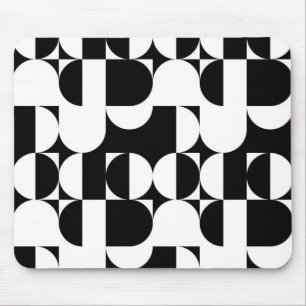Schwarz-Weiß-Bauhaus Modernes Abstrakt geometrisc Mousepad