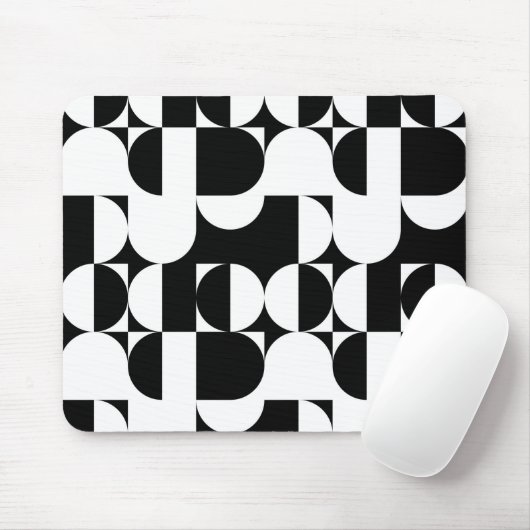 Schwarz-Weiß-Bauhaus Modernes Abstrakt geometrisch Mousepad (Mit Mouse)