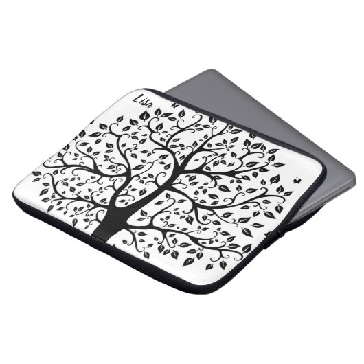 Schwarz-Weiß-Baum der Elektronik-Tasche Laptopschutzhülle (Vorne Oben)