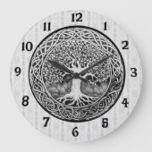 Schwarz-Weiß-Baum des Lebens Große Uhr (Vorderseite)