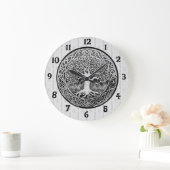 Schwarz-Weiß-Baum des Lebens Große Uhr (Zuhause)
