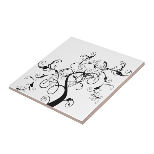 Schwarz-Weiß-Baum Fliese (Seite)