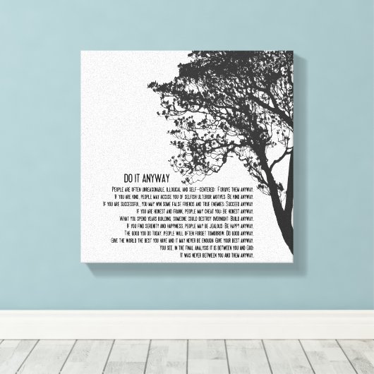 Schwarz-Weiß-Baum macht es auf jeden Fall Leinwanddruck (Insitu (Holzboden))