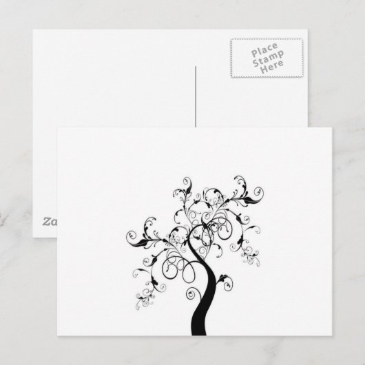 Schwarz-Weiß-Baum Postkarte (Vorne/Hinten)
