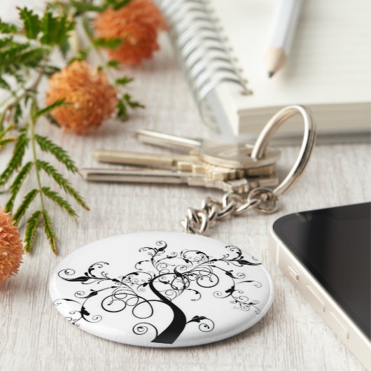 Schwarz-Weiß-Baum Schlüsselanhänger (Seite)