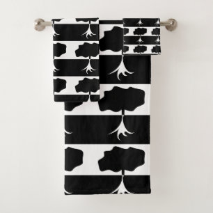 Schwarz-Weiß-Baumart Badhandtuch Set