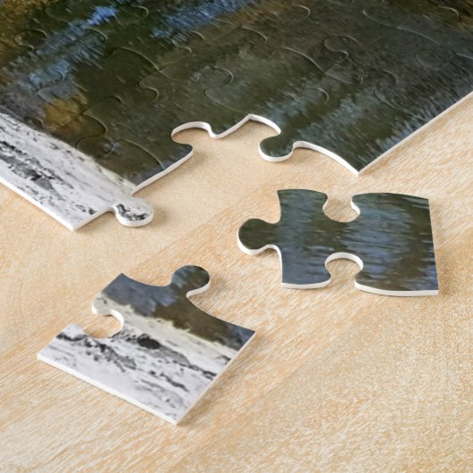 Schwarz-Weiß-Bäume Blauer Wasserspiegel Puzzle (Seite)