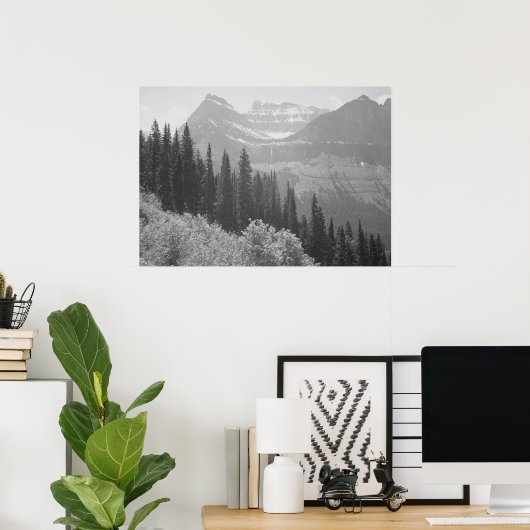 Schwarz-Weiß-Bäume & Gebirgsposter Poster (Heimbüro)
