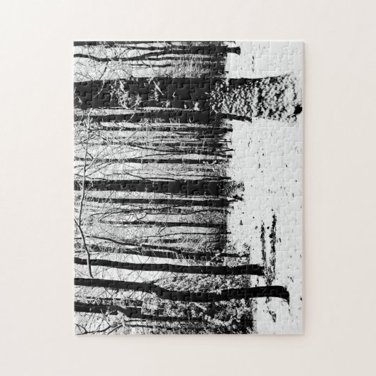 Schwarz-Weiß-Bäume im Schnee-Jigsaw-Puzzle Puzzle (Vertikal)