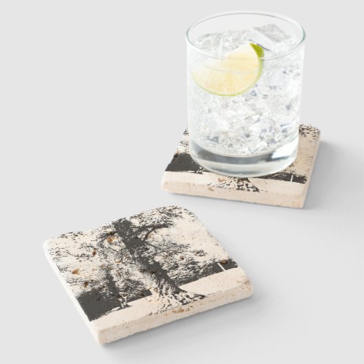 Schwarz-Weiß-Baumlandschaft Steinuntersetzer (Seitenansicht)