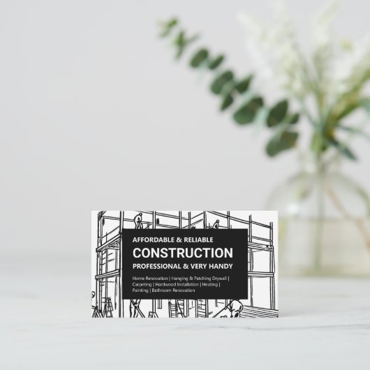 Schwarz-Weiß-Bauweise Visitenkarte (Stehend Vorderseite)