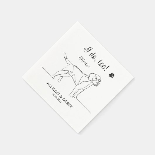 Schwarz-Weiß-Beagle Hund ich tue zu Hochzeit Serviette (Ecke)